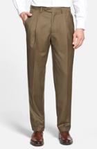 Men's Santorelli 'luxury Serge' Double Pleated Wool Trousers - Green