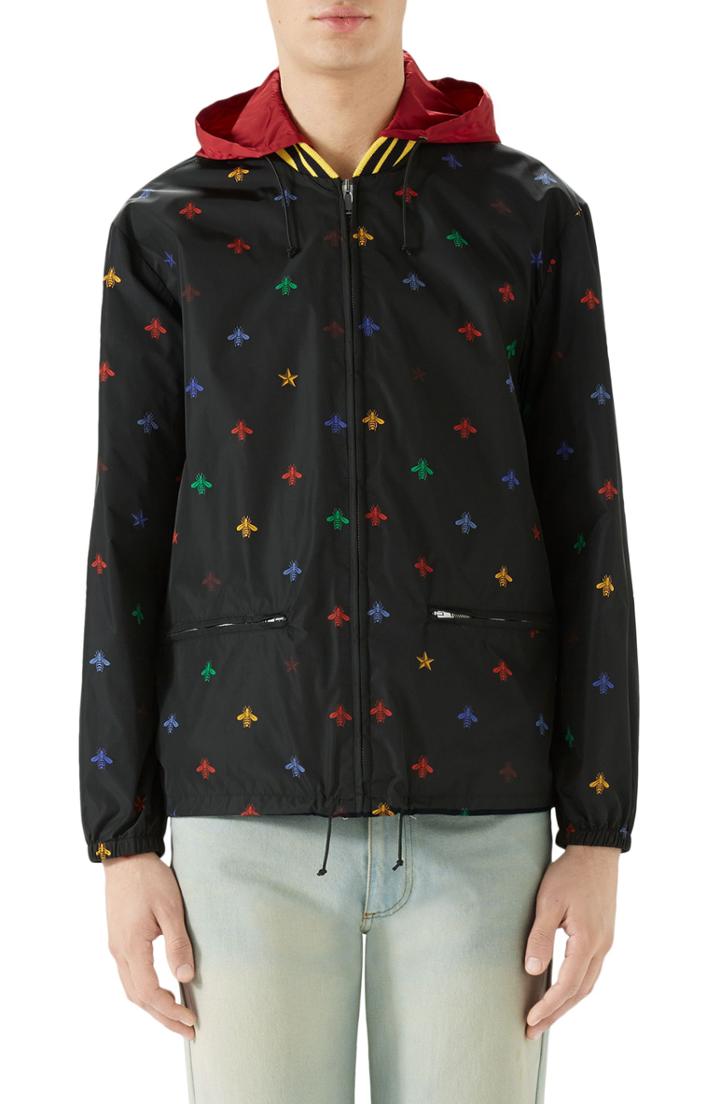 Men's Gucci Bee Print Lightweight Jacket