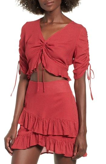Women's Lost + Wander Ay Caramba Tie Front Crop Top - Red