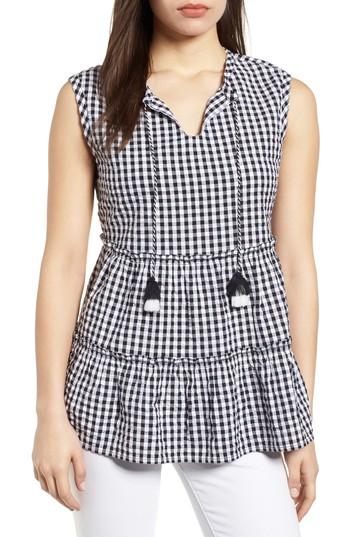 Women's Caslon Tiered Ruffle Tassel Tie Tank - Black