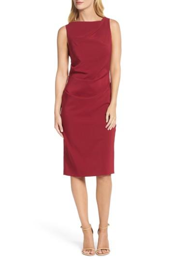 Women's Maria Bianco Nero Courtney Drape Front Sheath Dress - Burgundy