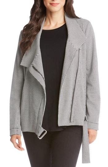 Women's Karen Kane Houndstooth Moto Jacket - Black