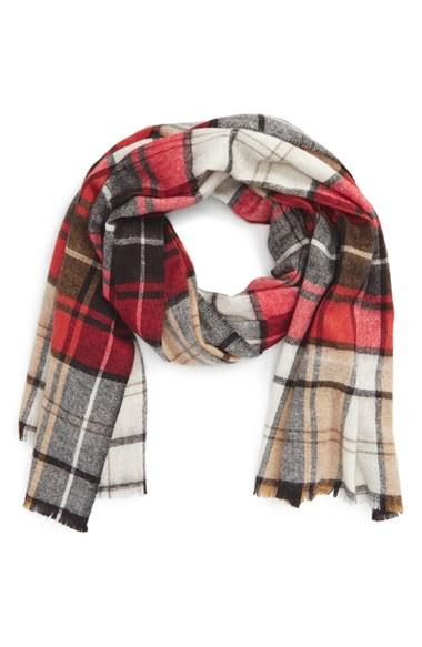 Women's Sole Society Plaid Scarf, Size - Red
