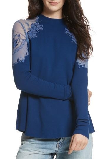 Women's Free People Daniella Lace Top, Size - Blue