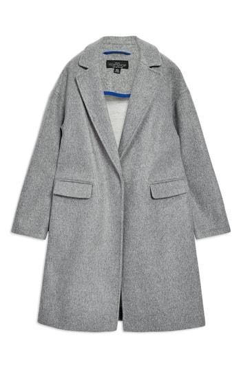 Women's Topshop Lily Knit Back Midi Coat Us (fits Like 2-4) - Grey