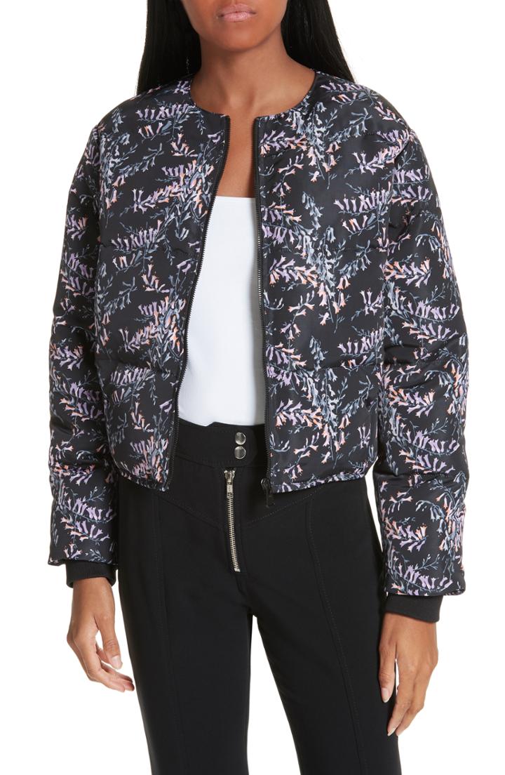 Women's Cinq A Sept Maya Snapdragon Print Puffer Jacket - Black
