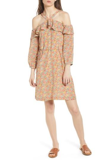 Women's Madewell Forsythia Cold Shoulder Silk Dress