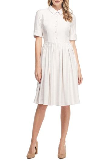 Women's Gal Meets Glam Collection Beatrice Tussah Textured Fit & Flare Dress - Beige