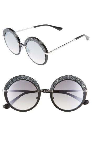 Women's Jimmy Choo Gotha/s 50mm Round Sunglasses - Matte Black/ Palladium
