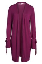 Women's Halogen Lightweight Tie Sleeve Cardigan, Size - Purple