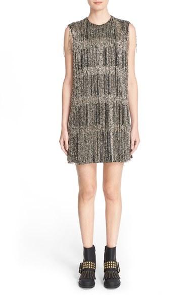 Women's Burberry Prorsum Bugle Bead Fringe Shift Dress