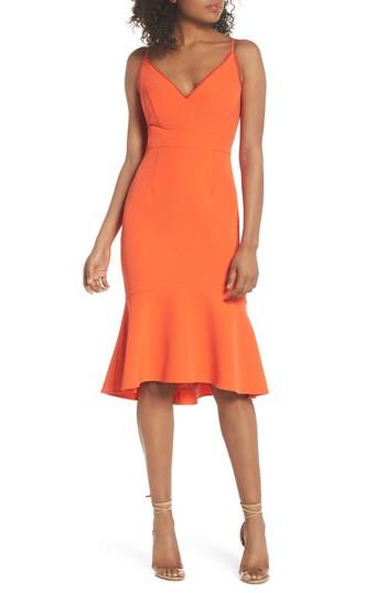 Women's Clover And Sloane Flounce Hem Crepe Dress - Orange