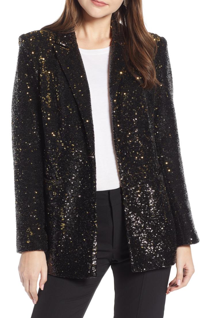 Women's Something Navy Sequin Blazer - Black