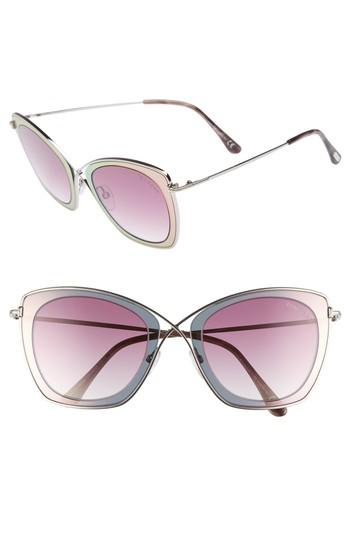 Women's Tom Ford India 53mm Butterfly Sunglasses - Fuxia/ Gradient Bordeaux