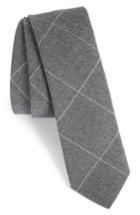 Men's Eleventy Tattersall Wool Skinny Tie, Size - Grey