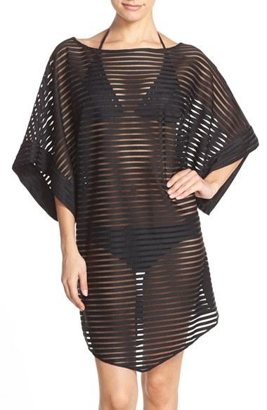 Women's Ted Baker London Shadow Stripe Mesh Cover-up Caftan - Black