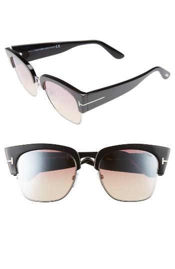 Women's Tom Ford Dakota 55mm Gradient Square Sunglasses - Shiny Black/ Bordeaux Mirror