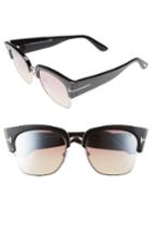 Women's Tom Ford Dakota 55mm Gradient Square Sunglasses - Shiny Black/ Bordeaux Mirror