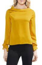 Women's Vince Camuto Flutter Cuff Hammered Satin Blouse, Size - Yellow