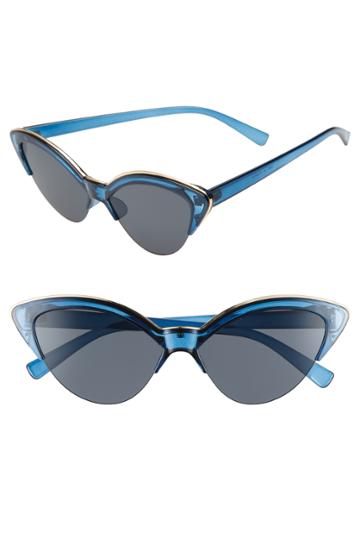 Women's Leith 54mm Metal Trim Cat Eye Sunglasses - Crystal/ Blue/ Black