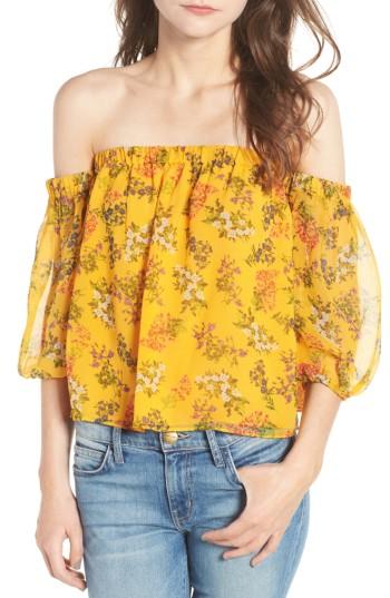 Women's Ella Moss Poetic Garden Off The Shoulder Silk Blouse - Yellow