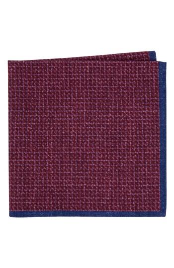 Men's Ted Baker London Grid Wool Pocket Square, Size - Red