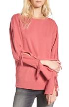 Women's Hinge Tie Sleeve Sweatshirt, Size - Pink