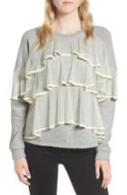 Women's Chelsea28 Mesh Ruffle Sweatshirt, Size - Grey