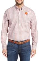 Men's Cutter & Buck Cleveland Browns - Gilman Regular Fit Plaid Sport Shirt - Orange