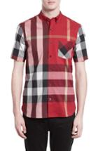 Men's Burberry Thornaby Trim Fit Check Sport Shirt, Size - Red