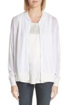 Women's Lafayette 148 New York Ethereal Sheer Knit Bomber Jacket, Size - White