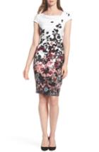 Women's Adrianna Papell Floral Bliss Cowl Neck Sheath Dress - Ivory