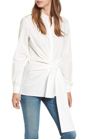 Women's Lush Tie Front Tunic Shirt - White