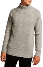 Men's Topman Flint Ribbed Turtleneck Sweater - Grey