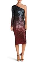 Women's Dress The Population Chrissie One-shoulder Ombre Sequin Sheath Dress - Red