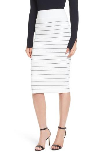 Women's Boss Fairuza Stripe Knit Pencil Skirt - White