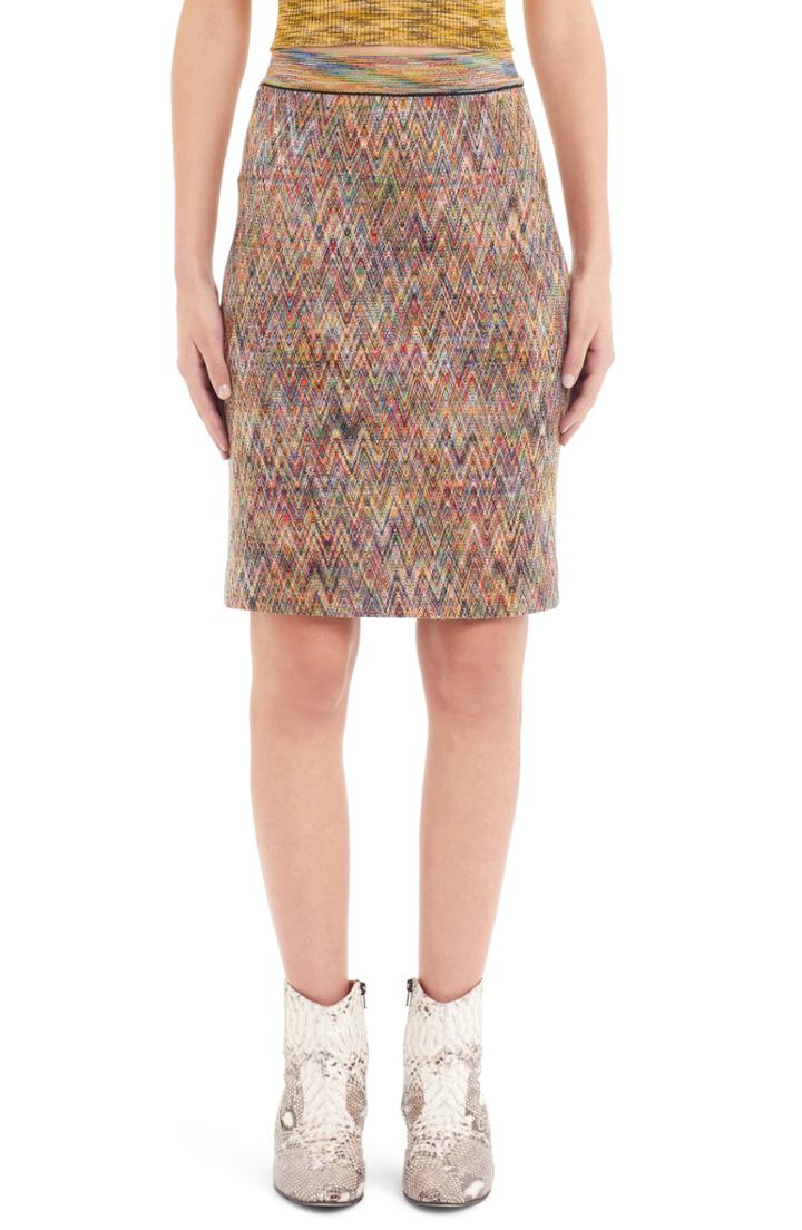 Women's Missoni Chevron Knit Pencil Skirt Us / 38 It - Black