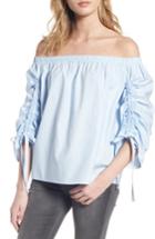 Women's Soprano Cinched Sleeve Off The Shoulder Top - Blue