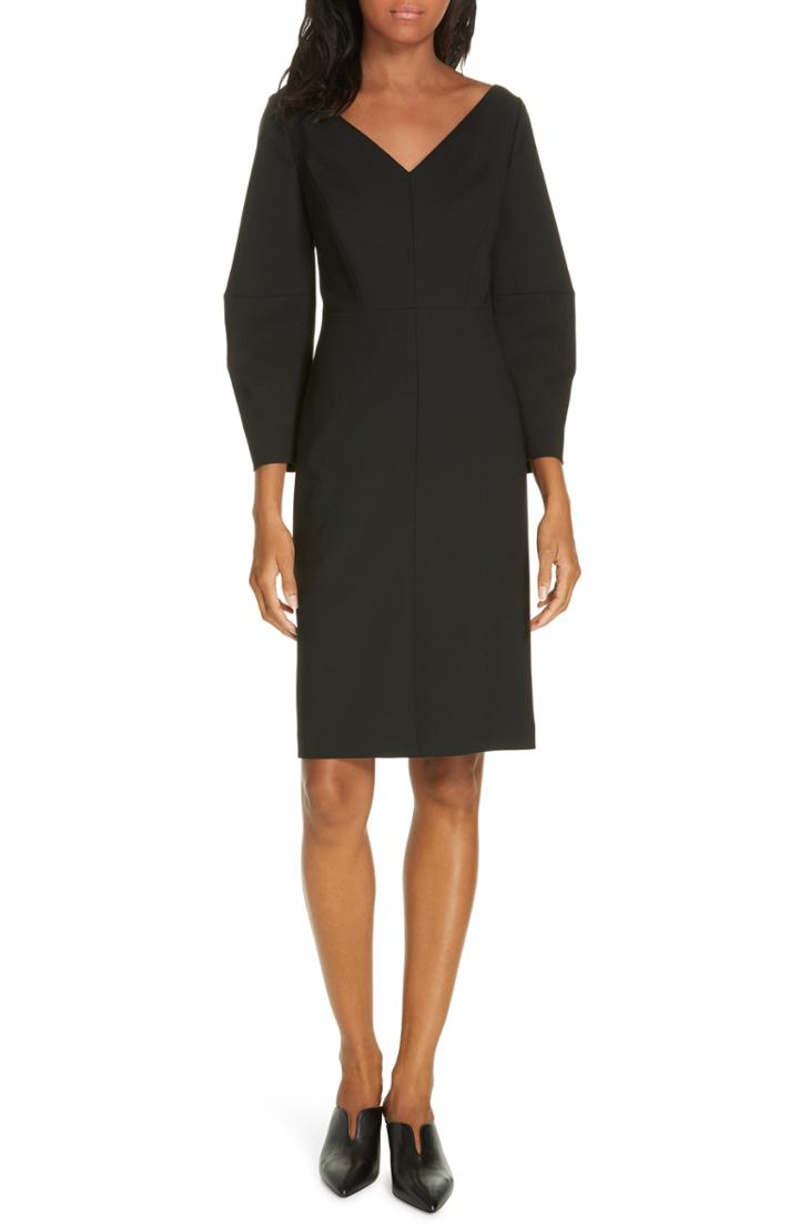 Women's Lewit V-neck Wool Dress - Black