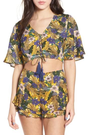 Women's Lost + Wander Isla Floral Print Crop Top - Yellow