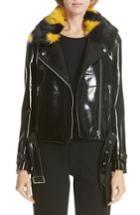 Women's Shrimps Faux Leather Moto Jacket With Removable Faux Fur Collar Us / 6 Uk - Black