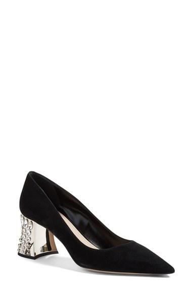 Women's Miu Miu Embellished Flare Heel Pump