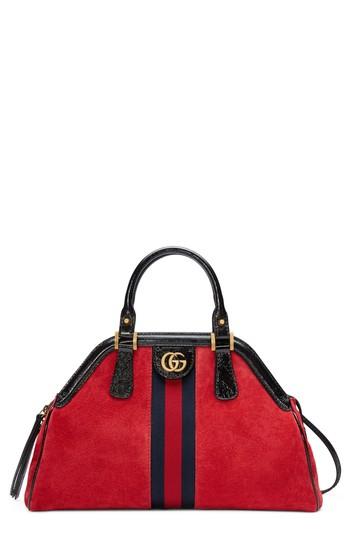 Gucci Medium Re(belle) Suede Satchel - Brown
