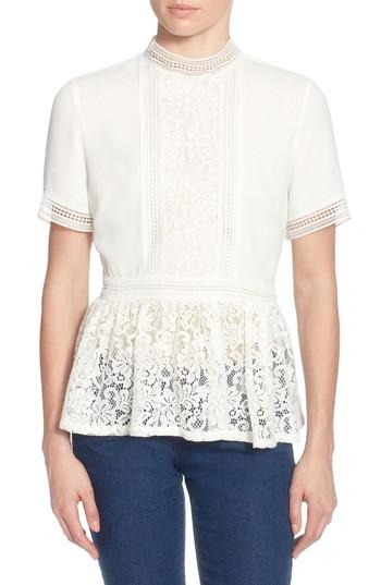 Women's Catherine Catherine Malandrino Francine Peplum Lace Blouse - White