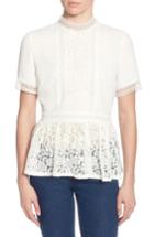 Women's Catherine Catherine Malandrino Francine Peplum Lace Blouse - White