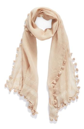 Women's La Fiorentina Tassel Silk Scarf, Size - Beige