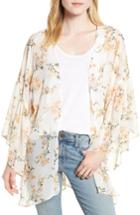 Women's Nordstrom Floral Print Ruffle Sleeve Kimono, Size - Yellow