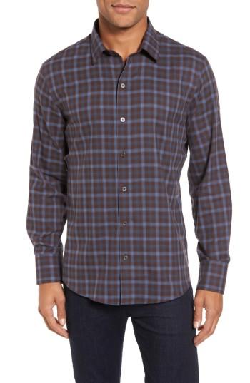 Men's Zachary Prell Fathollahi Slim Fit Plaid Sport Shirt - Brown