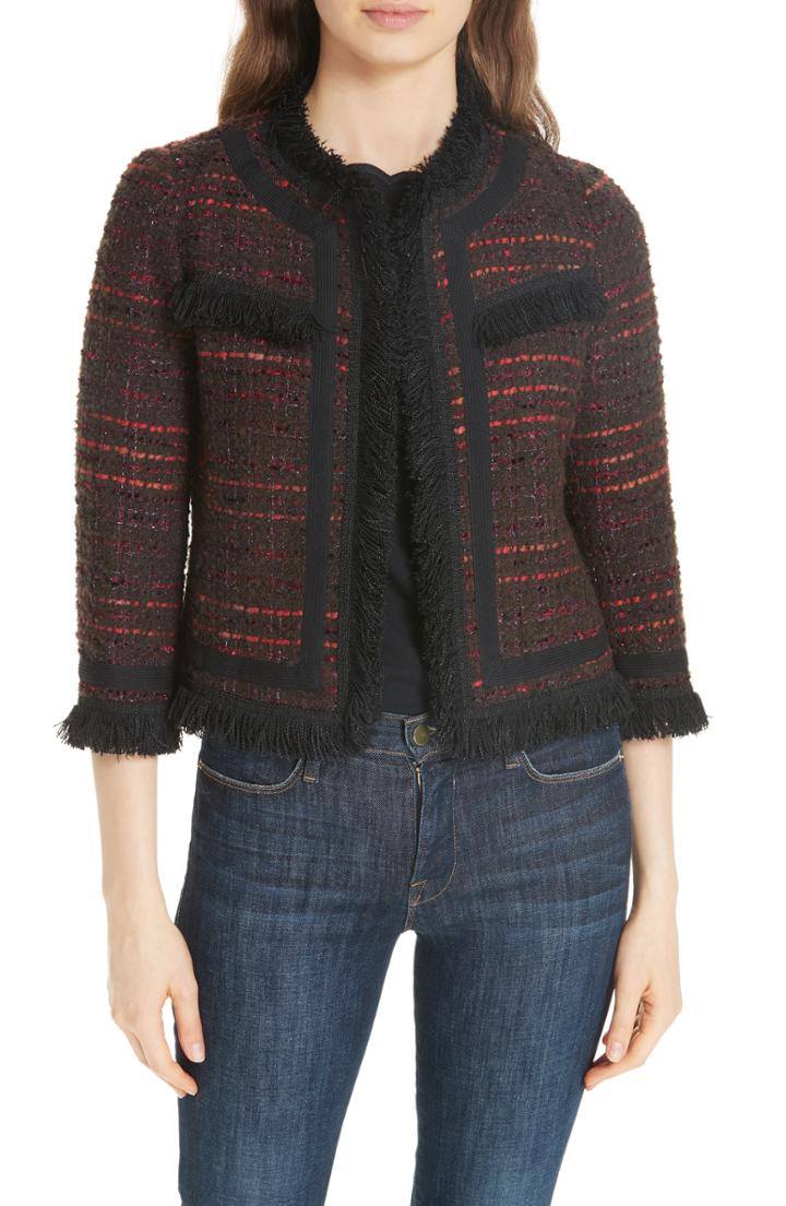 Women's Kate Spade New York Multi Tweed Fringe Jacket