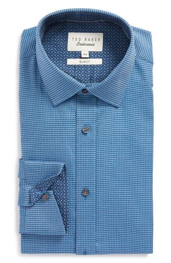 Men's Ted Baker London Endurance Slim Fit Box Twill Dress Shirt .5 - Blue